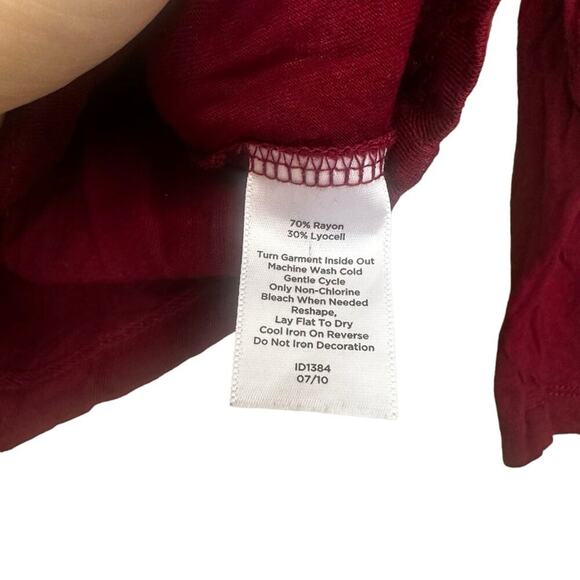 Talbots maroon scoop neck blouse with embellished neck line size medium - Picture 3 of 7